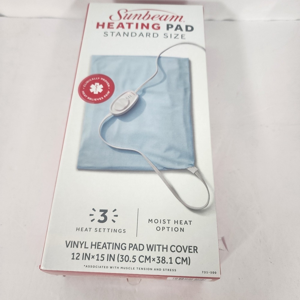 Sunbeam Heating Pad Standard Size 12x15 Moist Heat 3 Settings New in Box